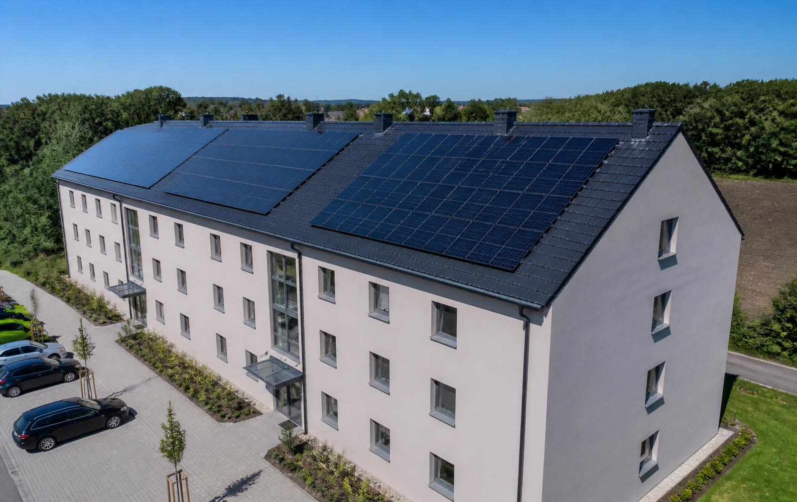 Photovoltaikanlage auf einem Mehrfamilienhausdach