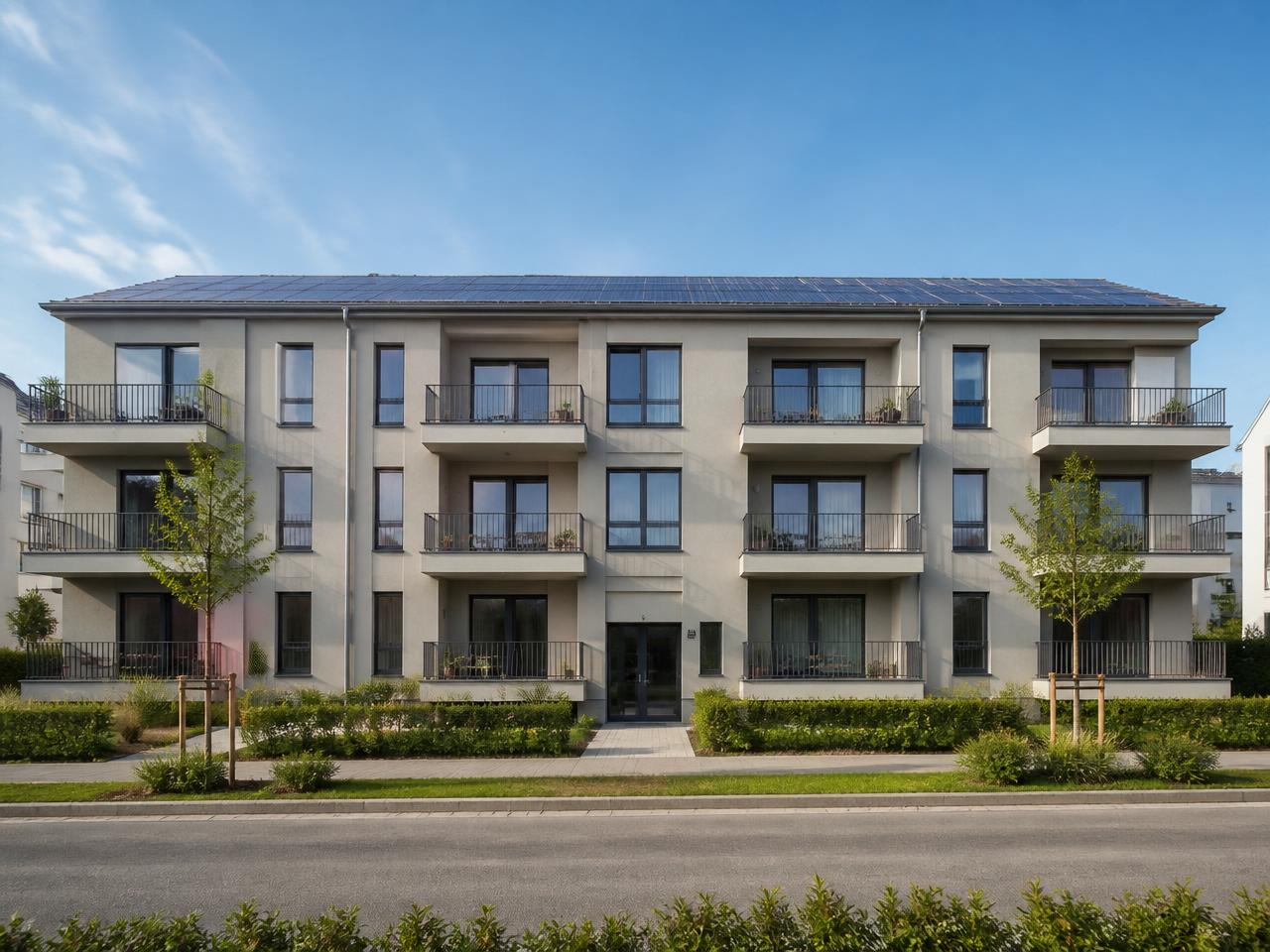 Wohngebäude mit neu gedämmter Fassade